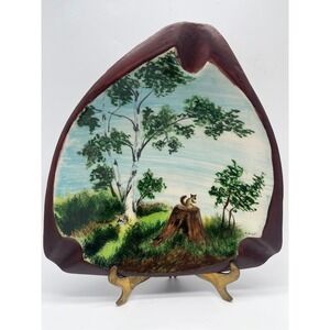 Vintage Mid century Handpainted Ashtray signed Tobacciana